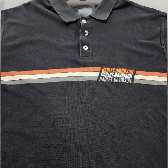 Harley Davidson Mens Polo Shirt Large Name Brand On Front Graphic 100% Cotton - Picture 1 of 7